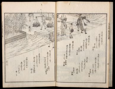 Utagawa Hiroshige: Illustrated Satirical Poems About Famous Scenic Views in Edo (Kyôka Edo meisho zue), Vols. 5 and 6 (in one binding), Late Edo period, dated 1856 (Ansei 3, 5th month) - Harvard Art Museum