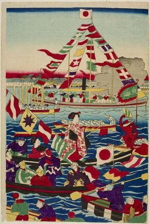 無款: Port Festival Scene, Meiji period, 1890 - ハーバード大学