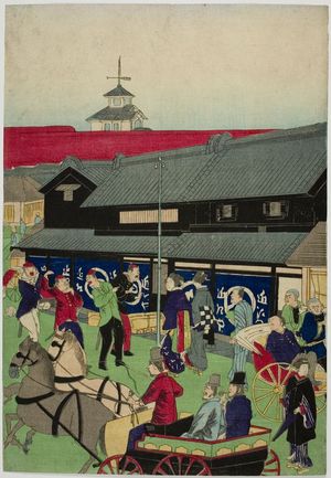 Ikkei: Nihonbashi Street Scene, Early Meiji period, late 19th century - Harvard Art Museum