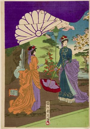 無款: Emperor Viewing Flowers, Meiji period, 1887 - ハーバード大学