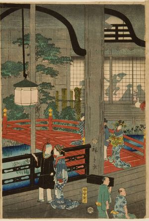 Utagawa Hiroshige II: View of the Interior of the Gankirô Tea House in Yokohama (Yokohama Gankirô no zu), published by Daikokuya Kinnosuke, Late Edo period, fourth month of 1860 - Harvard Art Museum