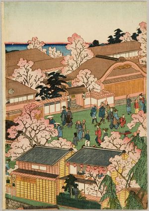 Utagawa Kuniyoshi: View of the Pleasure Quarters of Yokohama (Yokohama kuruwa no zu), Late Edo period, fourth month of 1860 - Harvard Art Museum