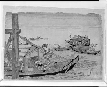 Utagawa Kunisada: River Scene with Figures in Boats, Late Edo period, early to mid 19th century - Harvard Art Museum