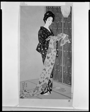 橋口五葉: Woman in Summer Kimono (Natsu yosôi no musume), Taishô period, dated 1920 - ハーバード大学