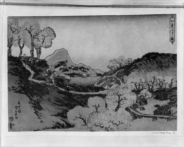 歌川国貞: MAPLE TREES ON A ROAD NEAR A LAKE, Edo period, 1836 - ハーバード大学