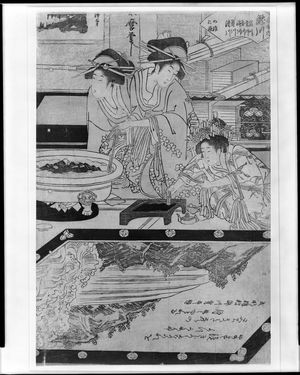 Kitagawa Utamaro: Two Women Kneeling by a Brazier as a Young Girl Grinds Ink - Harvard Art Museum
