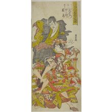 Seikokuによる浮世絵「Actors Ichikawa Danzô as Seigan, Segawa Tanosuke as Sakurahima, Otani Tomoemon as Mebuke, in the Play "Kiyomizu Segen Inari Akenono"」