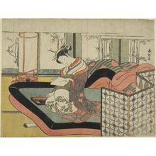 鈴木春信: Writing a Love Letter in Bed, Edo period, circa 1765-1770 - ハーバード大学