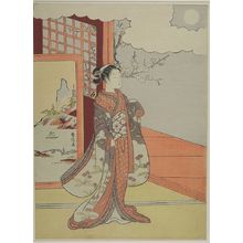 鈴木春信: Woman Gazing at the Moon (perhaps Murasaki Shikibu), Edo period, circa 1766-1767 (Meiwa 3-4) - ハーバード大学