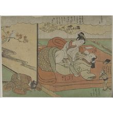 Isoda Koryusai: Couple in Bed Watched by a Tiny Man (from 'Maneemon'), Edo period, circa 1765-1770 - Harvard Art Museum