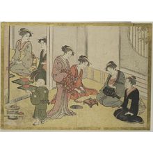 勝川春章: Women Gather for a Meal (book illustration), Edo period, late 18th century - ハーバード大学