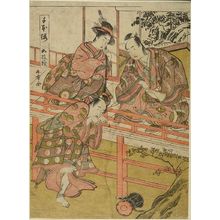 勝川春章: MAN & WOMAN SEATED ON A VERANDA - ハーバード大学