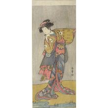 勝川春章: Actor Nakamura Tosshi as a Woman Standing by a Stream, Edo period, late 18th century - ハーバード大学