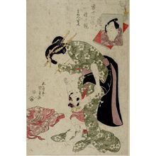 Japanischer Druck "Woman Bending to Embrace Child" von Utagawa Kunisada, 歌川国貞 (Utagawa Kunisada)