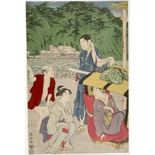 鳥居清長: Women and Male Attendant at the Shore (Enoshima?) - ハーバード大学