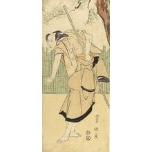 Utagawa Toyokuni I: MAN IN TAN & BLACK,HOLDS G BAMBOO POLE - Harvard Art Museum