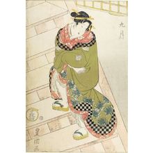 Utagawa Toyokuni I: WOMAN ASCENDING STAIRS - Harvard Art Museum