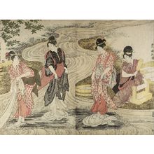 歌川豊国: FOUR WOMEN WASHING CLOTHES - ハーバード大学