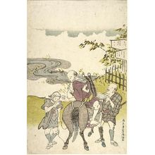 窪俊満: Traveler on Horseback with Two Attendants, Edo period, circa early 19th century - ハーバード大学