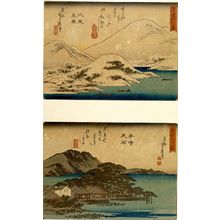 Sadanobu: MOUNTAIN IN SNOW AND VILLAGE BY SEA; NIGHT RAIN, from the series Eight Views of Lake Biwa (ômi hakkei) - Harvard Art Museum