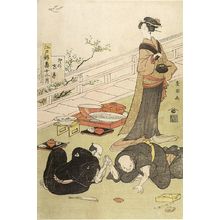 Utagawa Toyokuni I: CELEBRATIONS OF THE TWELVE MONTHS IN YEDO, THE MOO N AND NIGHTINGALE IN APRIL. - Harvard Art Museum