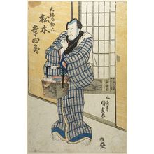 Utagawa Kunisada, 歌川国貞 (Utagawa Kunisada)创作的日本版画《Actor Matsumoto Kôshiro Wearing a Plaid Kimono and Standing before a Sliding Door, Edo period,》