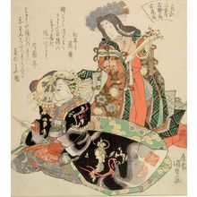 Japanese Print "Left: Cypress Fan (Hidari, hiôgi), Right: Courtesan Hanaôgi (Migi Hanaôgi), from the series Three Fan Comparisons (Ôgi awase sanban no uchi), Edo period, circa 1820 (Bunsei 3)" by Utagawa Kunisada, 歌川国貞 (Utagawa Kunisada)