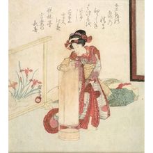 Utagawa Kuniyasu: GIRL LIGHTING LAMP - Harvard Art Museum