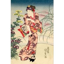 Japanese Print "Actor Iwai Hanshirô 5th, from an untitled series of actors on the theme of Snow, Moon and Flowers (Setsugekka), Edo period, circa 1825" by Utagawa Kunisada, 歌川国貞 (Utagawa Kunisada)