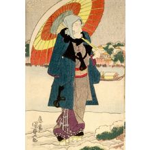 Japanese Print "Actor Matsumoto Koshirô 5th on the Bank of the Sumida River, from an untitled series of actors on the theme of Snow, Moon and Flowers, Edo period, circa 1825" by Utagawa Kunisada, 歌川国貞 (Utagawa Kunisada)