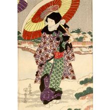 Japanese Print "Actor Ichikawa Danjûrô 7th on the Bank of the Sumida River, from an untitled series of actors on the theme of Snow, Moon and Flowers, Edo period, circa 1825" by Utagawa Kunisada, 歌川国貞 (Utagawa Kunisada)