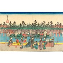 Utagawa Hiroshige: WISTERIA AT KAMEIDO TEMPLE GROUNDS, from the series Famous Places of the Eastern Capital (Tôto meisho) - Harvard Art Museum