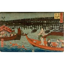 歌川広重: IN THE COOL OF THE EVENING AT RYOGOKU BRIDGE, from the series Famous Places of the Eastern Capital (Tôto meisho), Late Edo period, 1854 - ハーバード大学