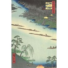 歌川広重: Ferry at Kawaguchi and Zenkô-ji Temple (Kawaguchi no watashi Zenkô-ji), Number 20 from the series One Hundred Famous Views of Edo (Meisho Edo hyakkei), Edo period, dated 1857 (2nd month) - ハーバード大学