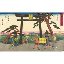 Ando Hiroshige, 歌川広重 (Andô Hiroshige)による浮世絵「SMALL SERIES OF THE 53 STATIONS OF THE TOKAIDO. "KAKEGAWA" STATION NO. 27」