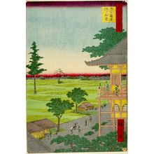 歌川広重: Spiral Hall, Five Hundred Rakan Temple (Gohyaku Rakan Sazaidô), Number 66 from the series One Hundred Famous Views of Edo (Meisho Edo hyakkei), Edo period, dated 1857 (8th month) - ハーバード大学