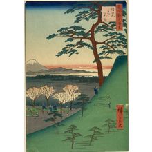 歌川広重: Original Fuji, Meguro (Meguro Moto-Fuji), Number 25 from the series One Hundred Famous Views of Edo (Meisho Edo hyakkei), Edo period, dated 1856 (4th month) - ハーバード大学