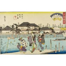 歌川広重: Yanagiya Tea House Crossing the Sumida River at Hashiba - ハーバード大学