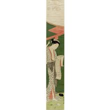 鈴木春信: Woman Standing by Mosquito Net Reading Letter, Edo period, circa 1768-1769 (Meiwa 5-6) - ハーバード大学