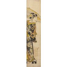 Okumura Masanobu: Actor Sanogawa Ichimatsu 1st with Parasol and Sword, Edo period, circa early 1740s - Harvard Art Museum