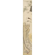 鳥居清長: Woman and Dog under New Year's Decorations, Edo period, circa 1782 - ハーバード大学