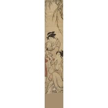 鳥居清長: Two Women and Young Child under Willow, Edo period, circa 1781 - ハーバード大学