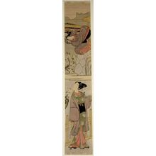 田中益信: Woman with Parasol Jumping from Balcony of Kiyomizu-dera (Man Below), Edo period, circa 1770 - ハーバード大学