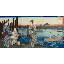 Utagawa Hiroshige: Triptych: Summer Evening at Ryôgoku Bridge, from the series... - Harvard Art Museum