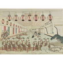 柳々居辰斎: Diptych: Perspective View of Dancers in an Interior - ハーバード大学