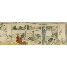 Katsushika Hokusai: Flower Arrangement Exhibit in Pavillion by River, Edo period, - Harvard Art Museum