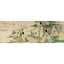 Katsushika Hokusai: Three Women Tagging Cranes with Poetry Slips (Tanzaku), Edo period, - Harvard Art Museum