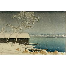 川瀬巴水: Shirahige in Snow, Taishô period, dated 1920 - ハーバード大学
