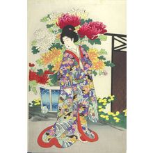 Toyohara Chikanobu: Woman with Chrysanthemums, Meiji period, circa 1890s - Harvard Art Museum