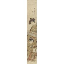 磯田湖龍齋: Courtesan Nanaaya of the Kadokanaya Playing the Koto with her Kamuro Kioshi (Kadokanaya uchi Nanaaya), Edo period, 1778-1779 - ハーバード大学